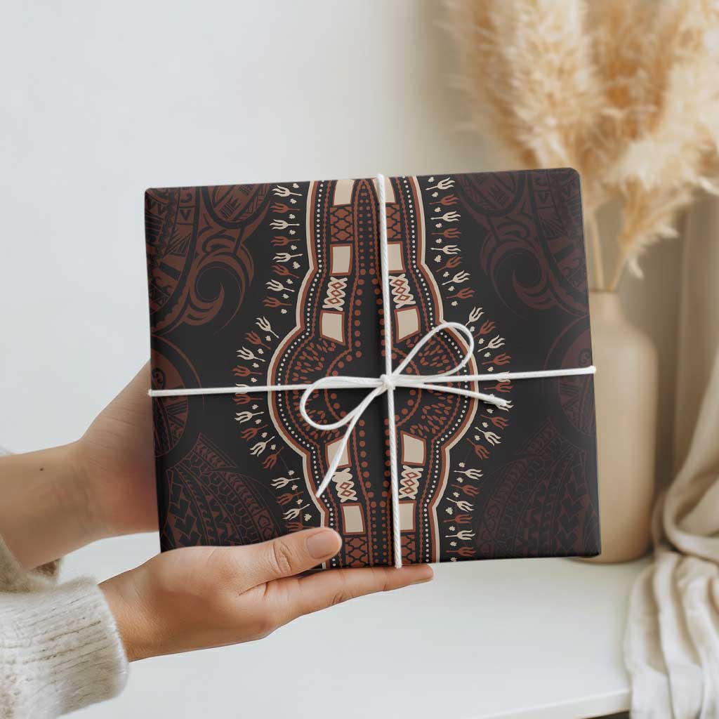 Dashiki and Polynesian Pattern Wrapping Paper Africa Pacific Culture Red Version - Wonder Print Shop