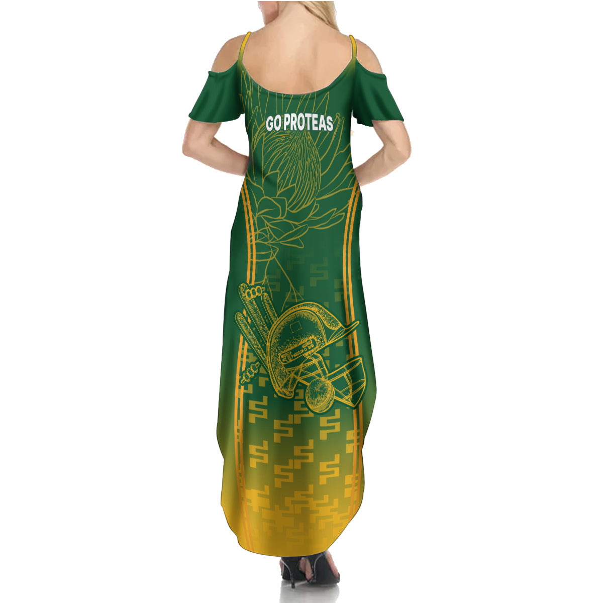 South Africa Cricket Family Matching Summer Maxi Dress and Hawaiian Shirt Go Proteas World Cup Version 2023 Sproty - Wonder Print Shop