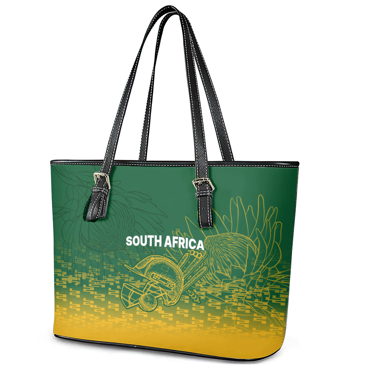 South Africa Cricket Leather Tote Bag Go Proteas World Cup Version 2023 Sproty - Wonder Print Shop
