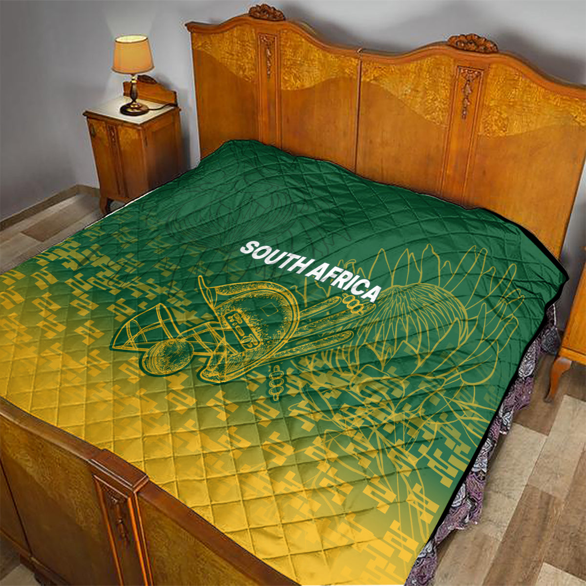 South Africa Cricket Quilt Go Proteas World Cup Version 2023 Sproty - Wonder Print Shop