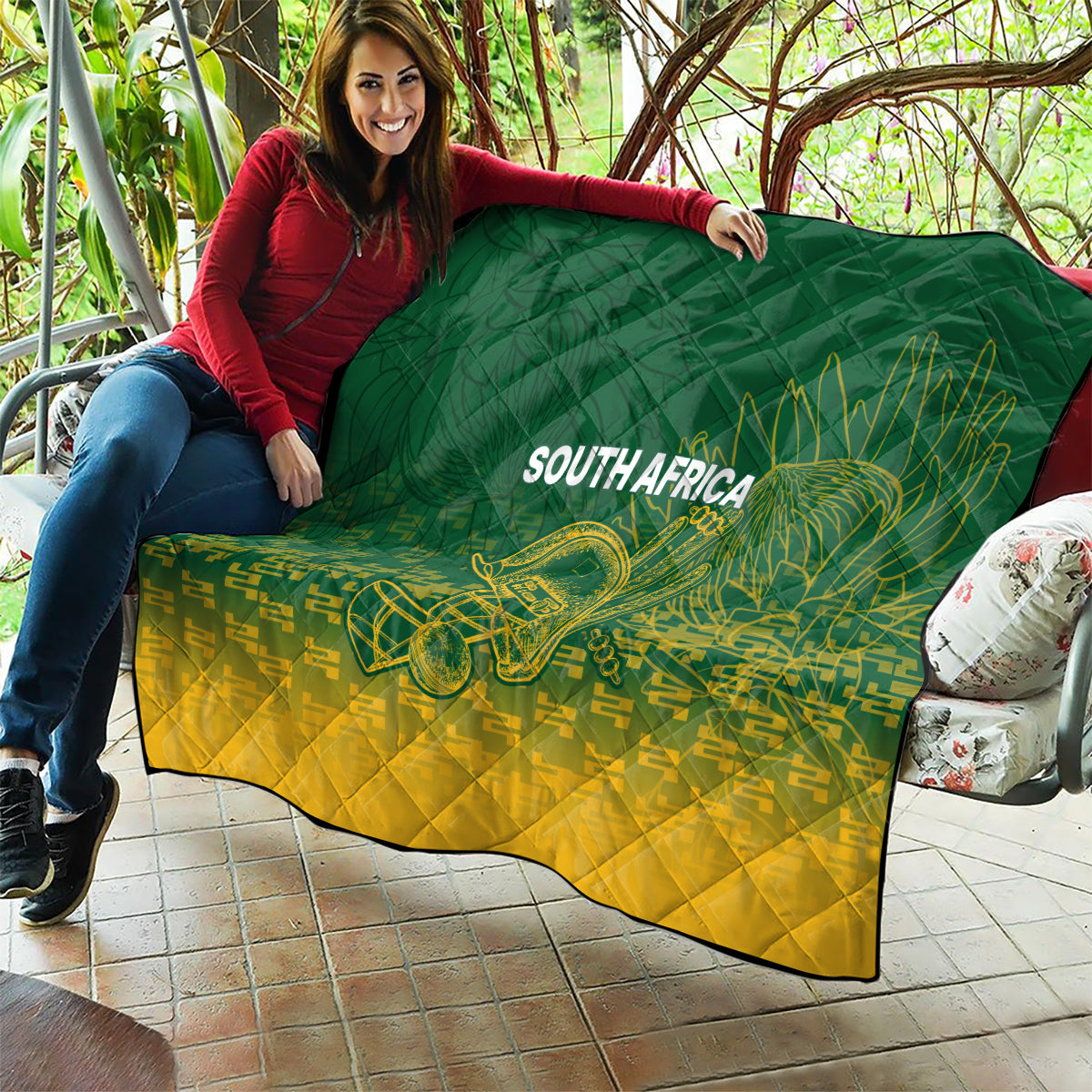 South Africa Cricket Quilt Go Proteas World Cup Version 2023 Sproty - Wonder Print Shop