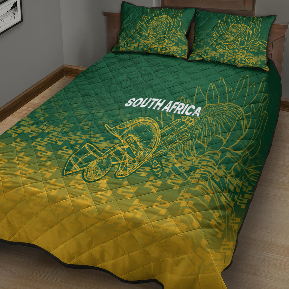 South Africa Cricket Quilt Bed Set Go Proteas World Cup Version 2023 Sproty - Wonder Print Shop
