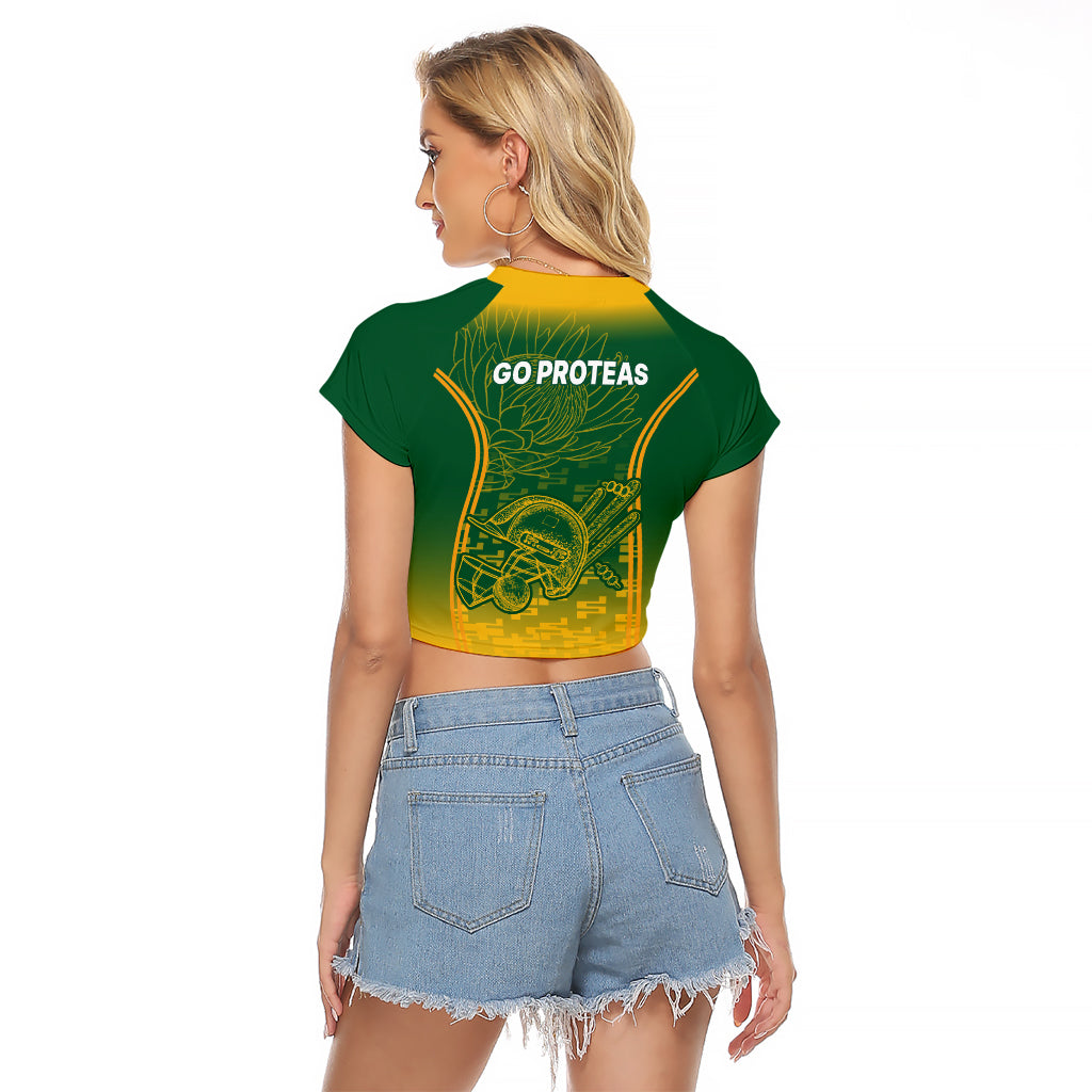 South Africa Cricket Raglan Cropped T Shirt Go Proteas World Cup Version 2023 Sproty - Wonder Print Shop