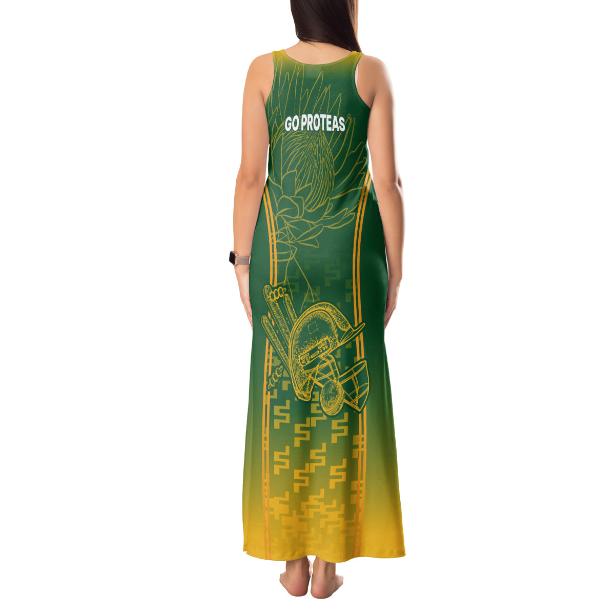 South Africa Cricket Tank Maxi Dress Go Proteas World Cup Version 2023 Sproty - Wonder Print Shop