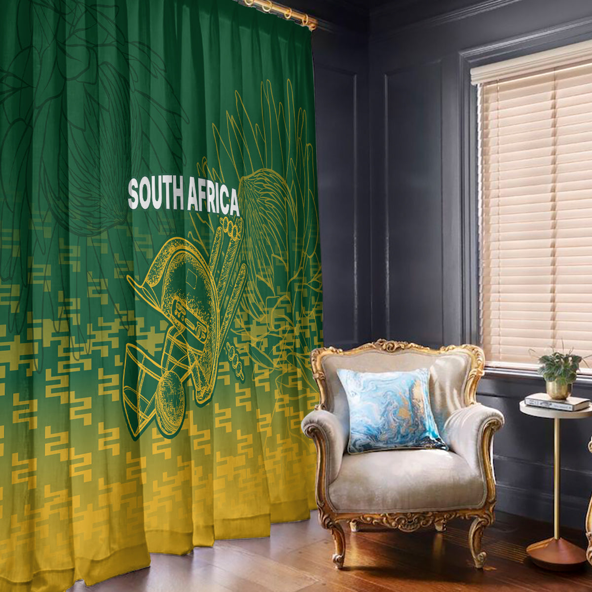 South Africa Cricket Window Curtain Go Proteas World Cup Version 2023 Sproty - Wonder Print Shop