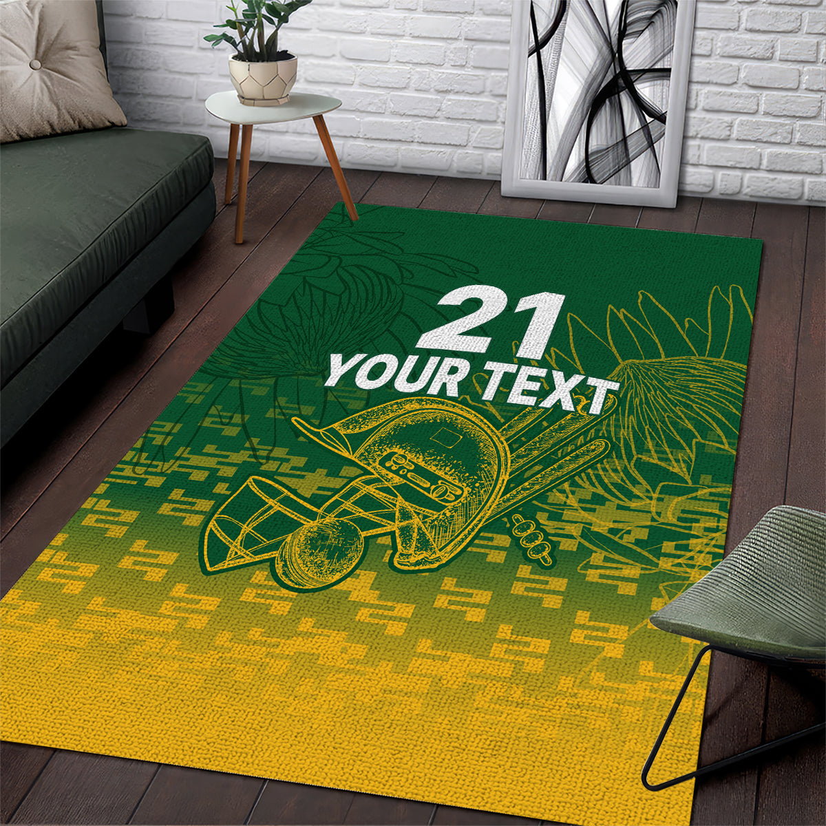 Custom South Africa Cricket Area Rug Go Proteas World Cup Version 2023 Sproty LT9 - Wonder Print Shop