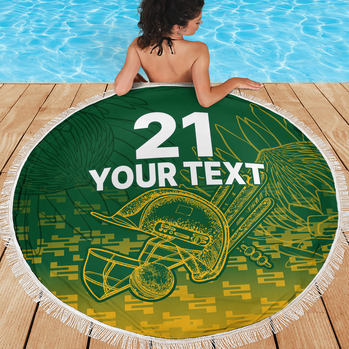 Custom South Africa Cricket Beach Blanket Go Proteas World Cup Version 2023 Sproty LT9 - Wonder Print Shop