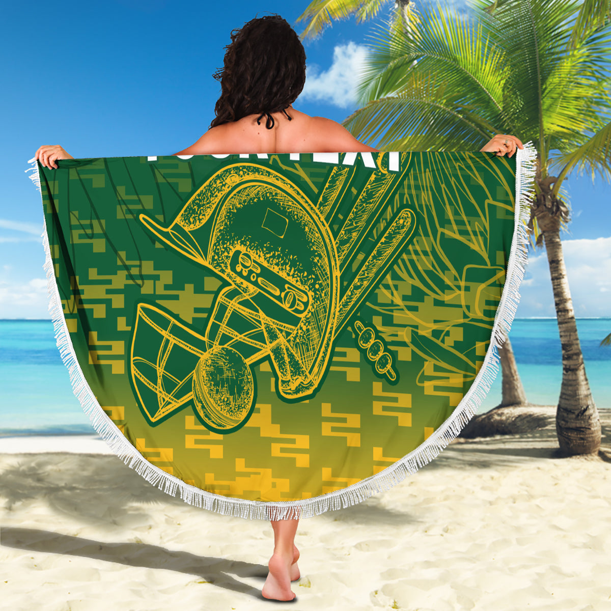 Custom South Africa Cricket Beach Blanket Go Proteas World Cup Version 2023 Sproty LT9 - Wonder Print Shop
