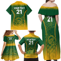 Custom South Africa Cricket Family Matching Off Shoulder Maxi Dress and Hawaiian Shirt Go Proteas World Cup Version 2023 Sproty LT9 - Wonder Print Shop