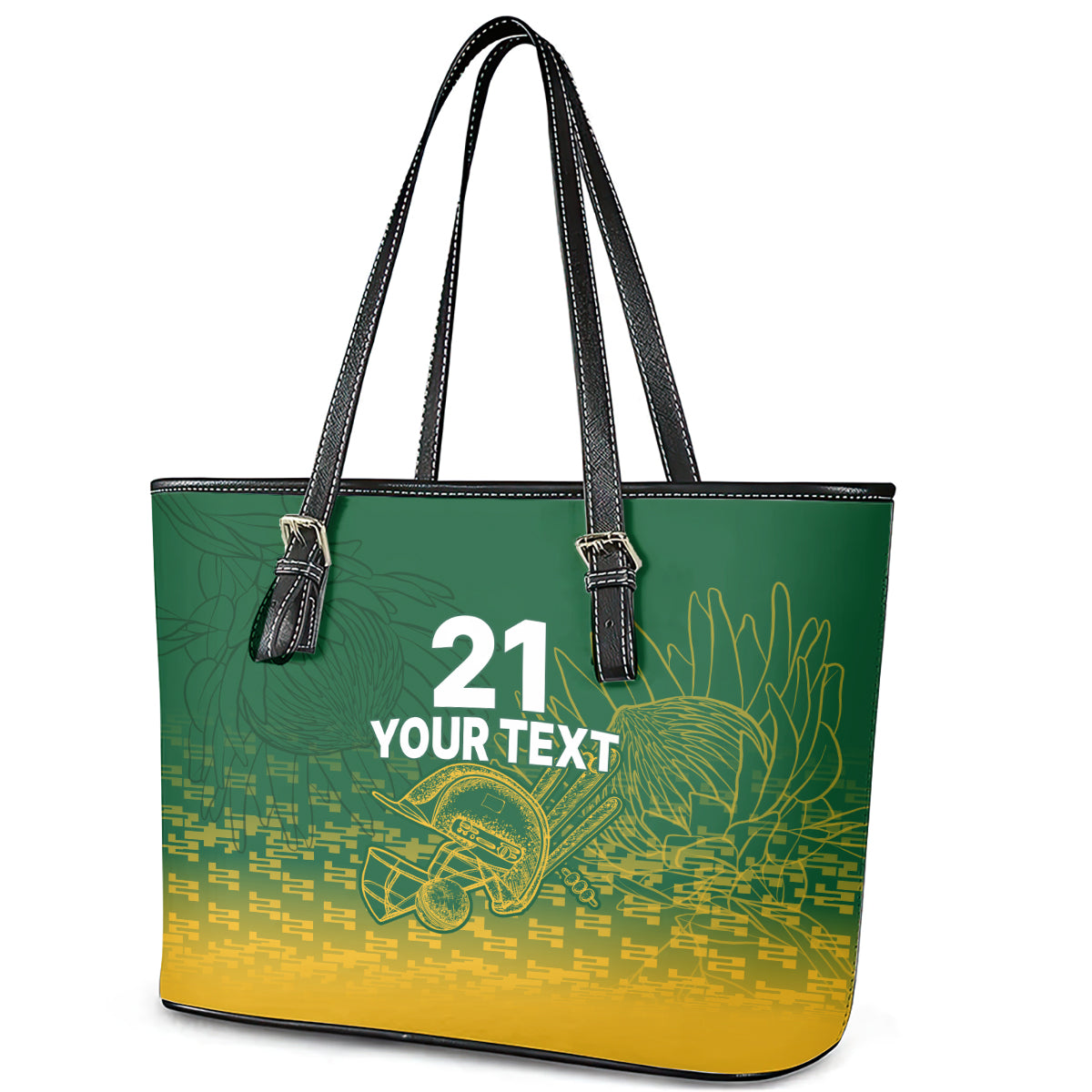 Custom South Africa Cricket Leather Tote Bag Go Proteas World Cup Version 2023 Sproty - Wonder Print Shop