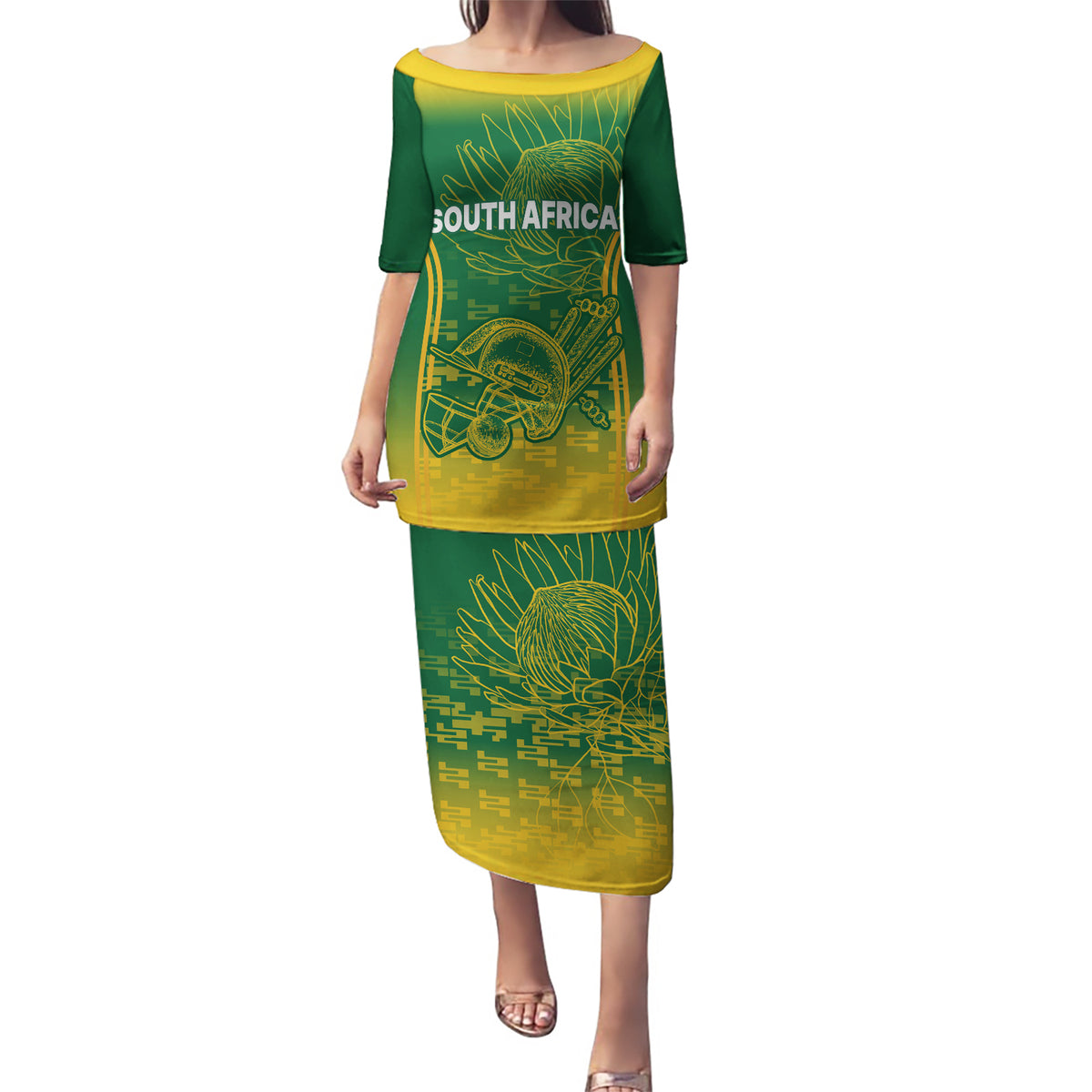 Custom South Africa Cricket Puletasi Go Proteas World Cup Version 2023 Sproty - Wonder Print Shop