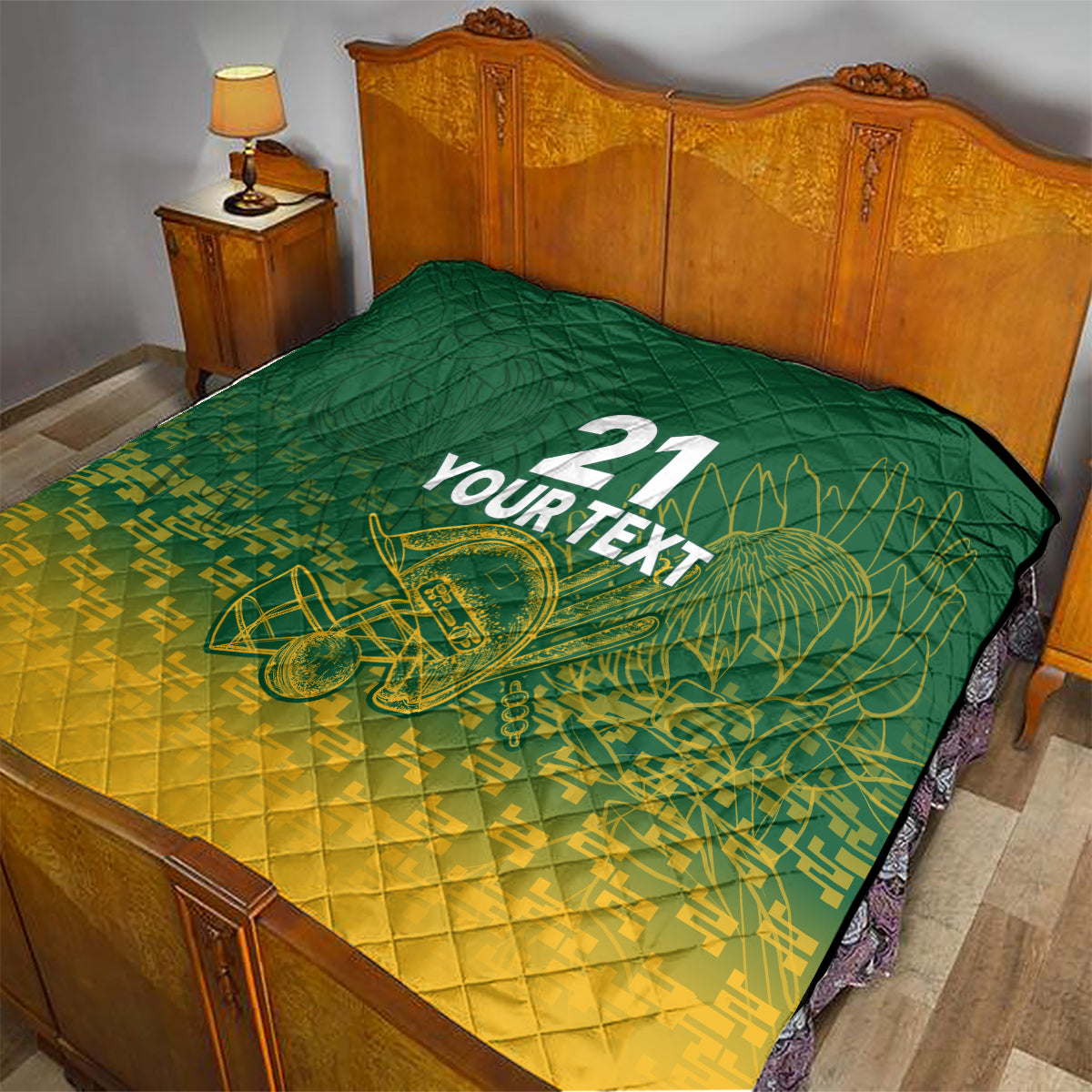 Custom South Africa Cricket Quilt Go Proteas World Cup Version 2023 Sproty - Wonder Print Shop