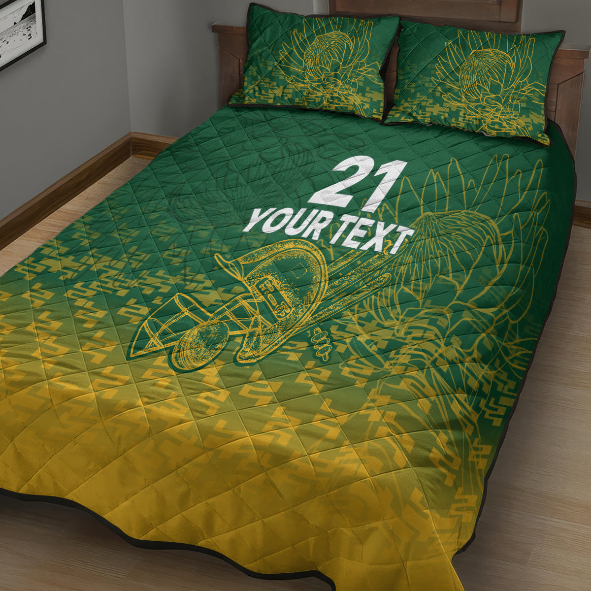 Custom South Africa Cricket Quilt Bed Set Go Proteas World Cup Version 2023 Sproty - Wonder Print Shop