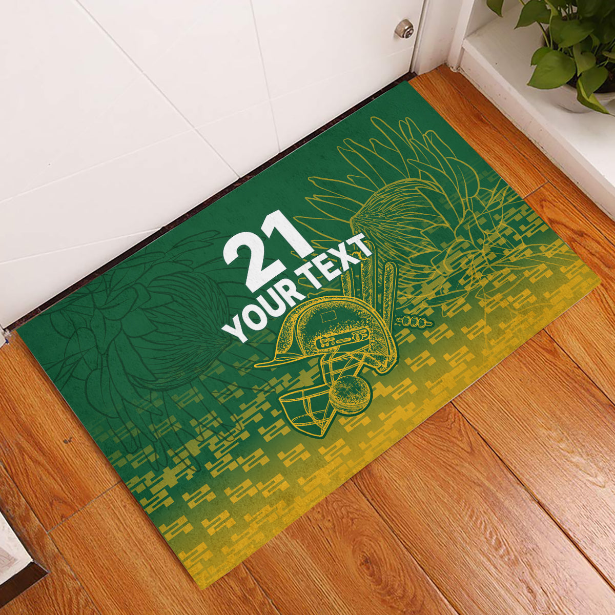 Custom South Africa Cricket Rubber Doormat Go Proteas World Cup Version 2023 Sproty - Wonder Print Shop