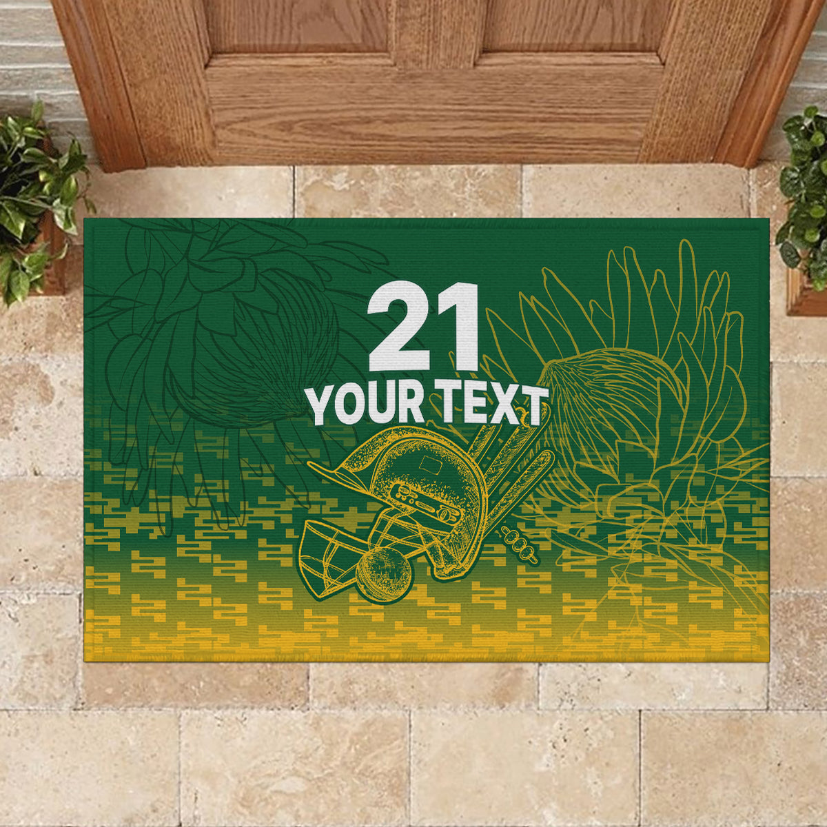 Custom South Africa Cricket Rubber Doormat Go Proteas World Cup Version 2023 Sproty - Wonder Print Shop