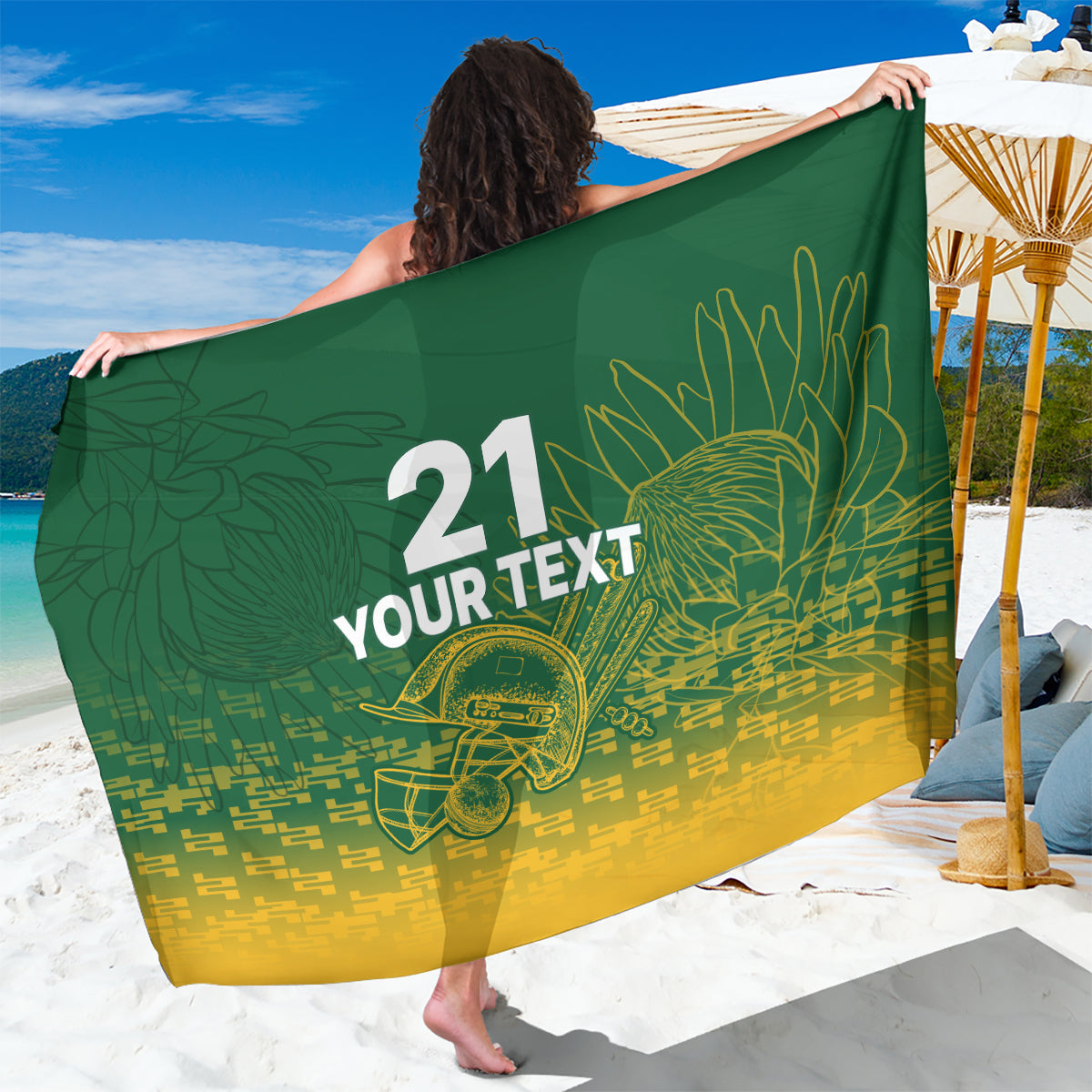 Custom South Africa Cricket Sarong Go Proteas World Cup Version 2023 Sproty - Wonder Print Shop