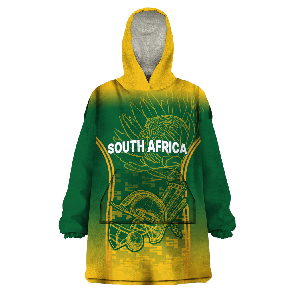 Custom South Africa Cricket Wearable Blanket Hoodie Go Proteas World Cup Version 2023 Sproty - Wonder Print Shop