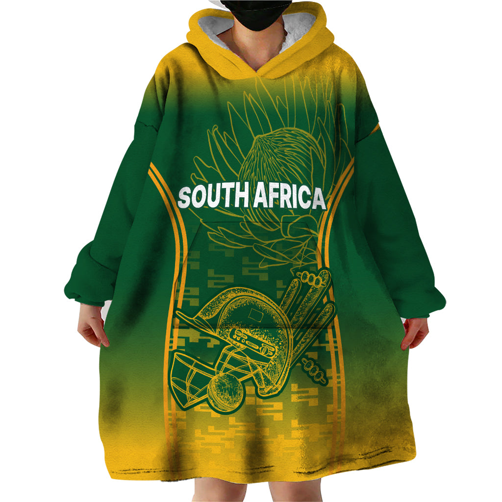 Custom South Africa Cricket Wearable Blanket Hoodie Go Proteas World Cup Version 2023 Sproty - Wonder Print Shop