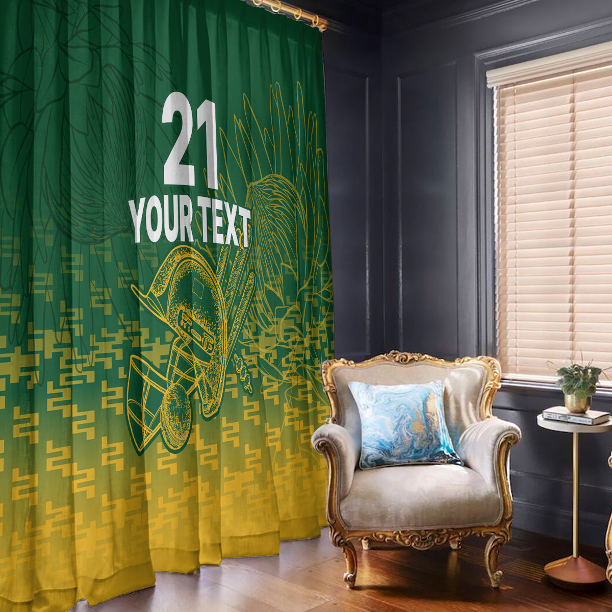 Custom South Africa Cricket Window Curtain Go Proteas World Cup Version 2023 Sproty - Wonder Print Shop