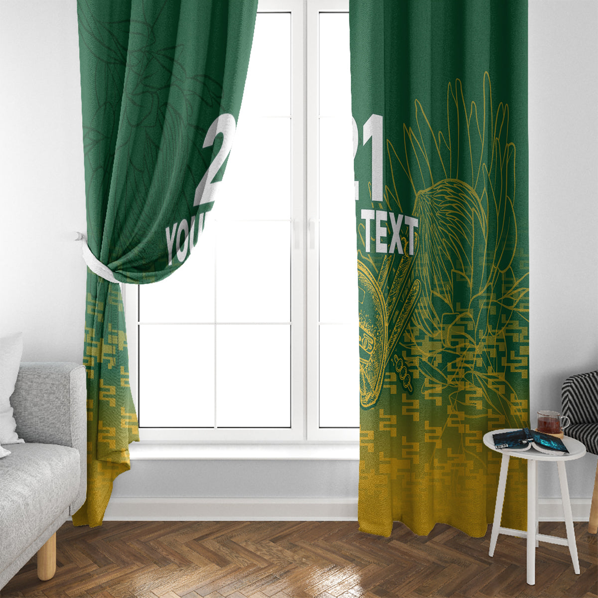 Custom South Africa Cricket Window Curtain Go Proteas World Cup Version 2023 Sproty - Wonder Print Shop