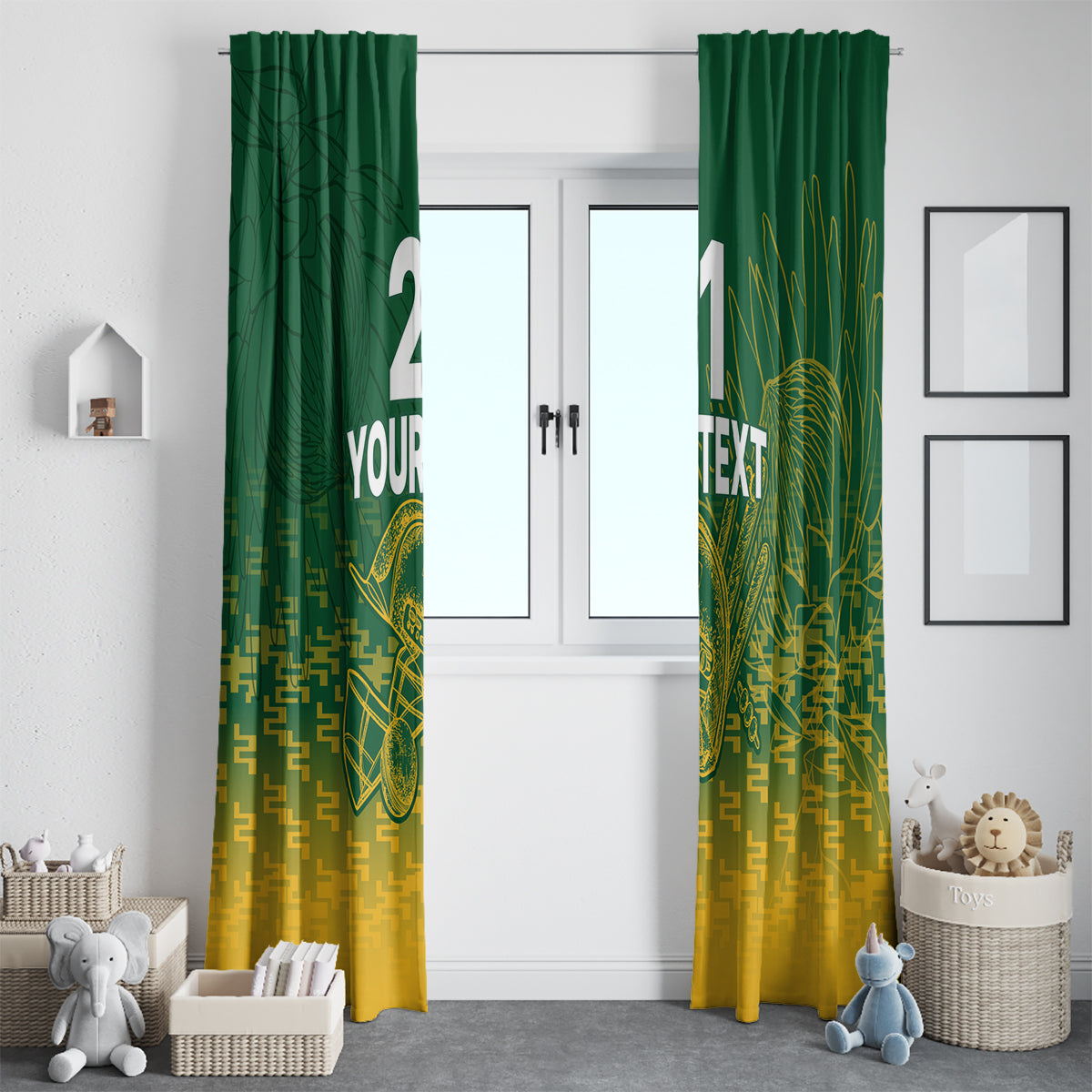 Custom South Africa Cricket Window Curtain Go Proteas World Cup Version 2023 Sproty - Wonder Print Shop