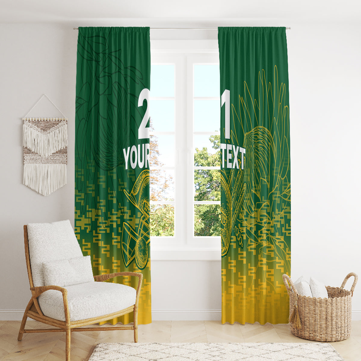 Custom South Africa Cricket Window Curtain Go Proteas World Cup Version 2023 Sproty - Wonder Print Shop