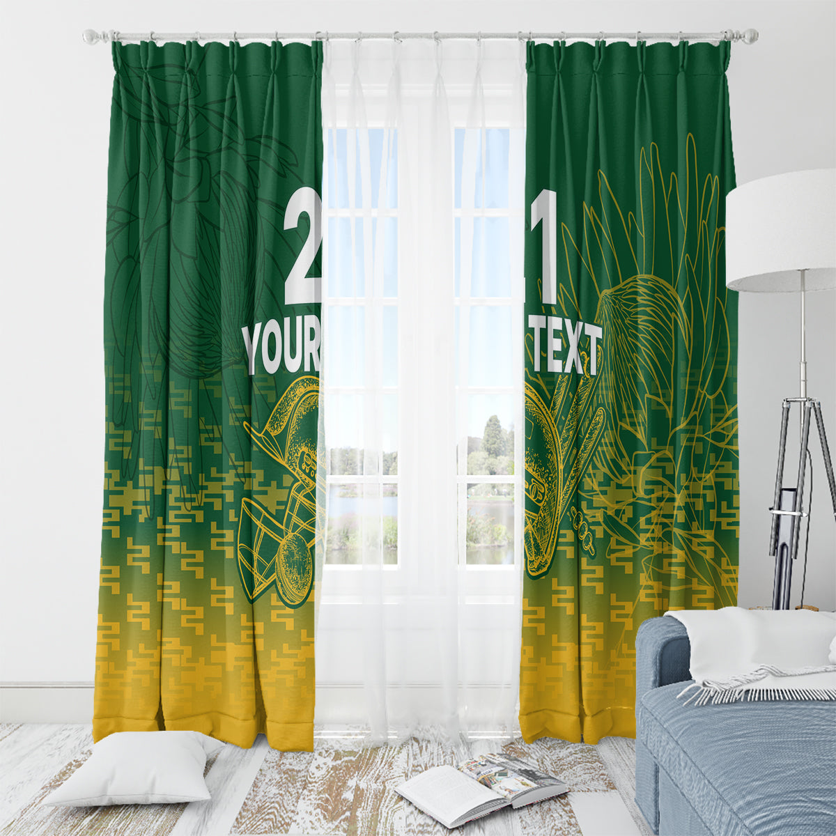 Custom South Africa Cricket Window Curtain Go Proteas World Cup Version 2023 Sproty - Wonder Print Shop
