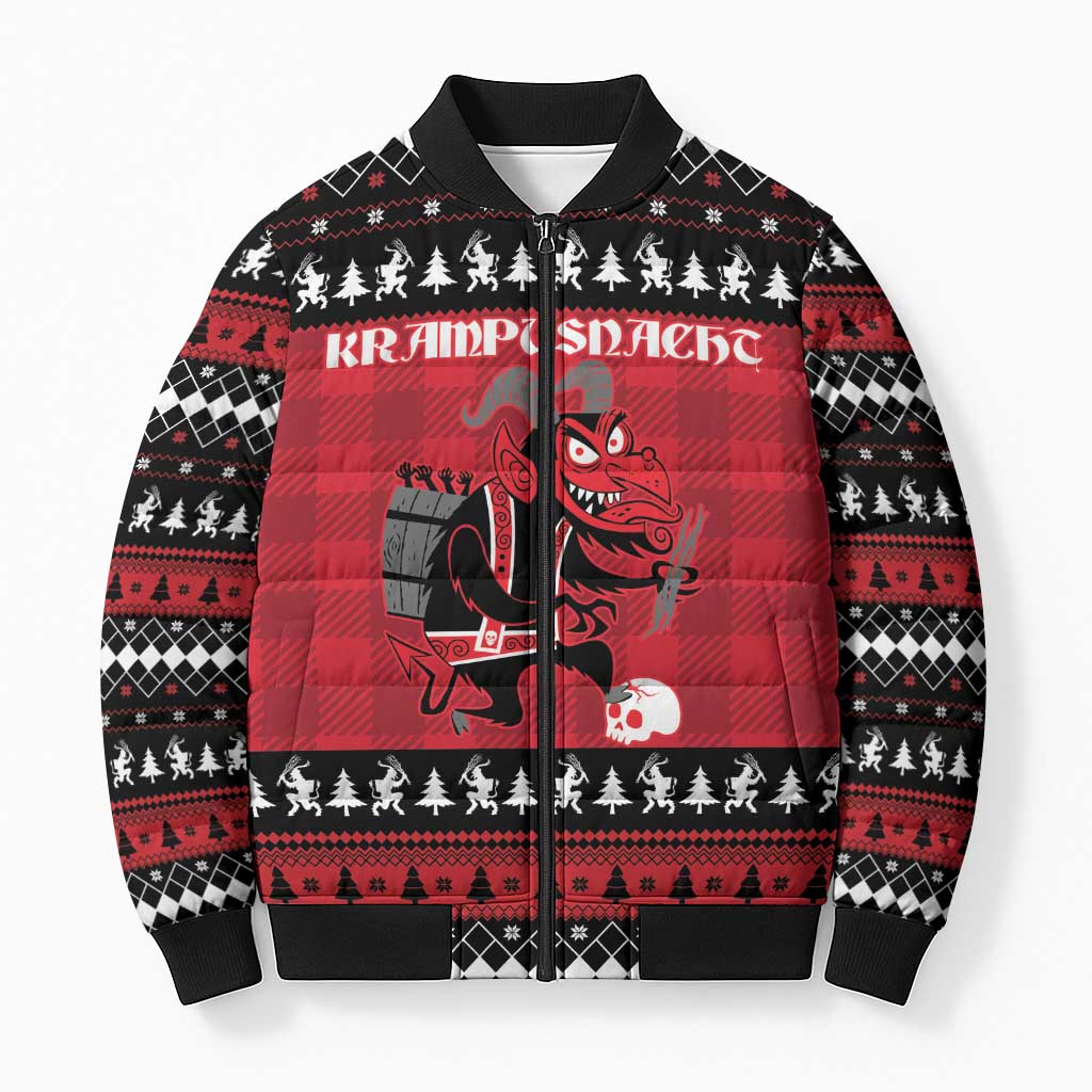 Merry Krampusnacht Personalized Bomber Puffer Jacket Austrian Bavaria Alpine Christmas Demons - Wonder Print Shop