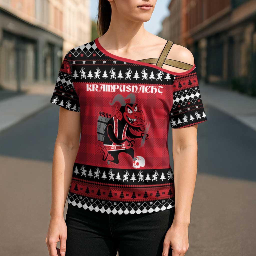 Merry Krampusnacht Personalized Cross Shoulder Shirt Austrian Bavaria Alpine Christmas Demons - Wonder Print Shop