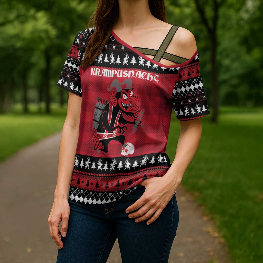 Merry Krampusnacht Personalized Cross Shoulder Shirt Austrian Bavaria Alpine Christmas Demons - Wonder Print Shop