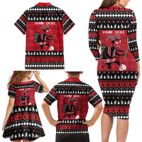 Merry Krampusnacht Personalized Family Matching Long Sleeve Bodycon Dress and Hawaiian Shirt Austrian Bavaria Alpine Christmas Demons - Wonder Print Shop