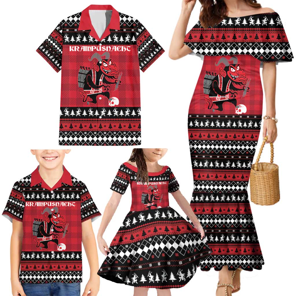 Merry Krampusnacht Personalized Family Matching Mermaid Dress and Hawaiian Shirt Austrian Bavaria Alpine Christmas Demons - Wonder Print Shop