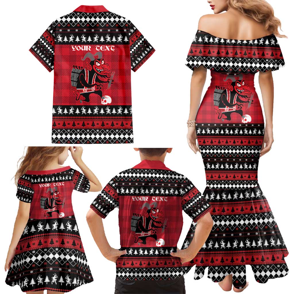 Merry Krampusnacht Personalized Family Matching Mermaid Dress and Hawaiian Shirt Austrian Bavaria Alpine Christmas Demons - Wonder Print Shop