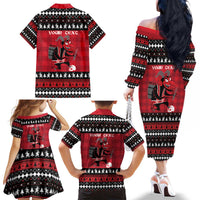 Merry Krampusnacht Personalized Family Matching Off The Shoulder Long Sleeve Dress and Hawaiian Shirt Austrian Bavaria Alpine Christmas Demons - Wonder Print Shop