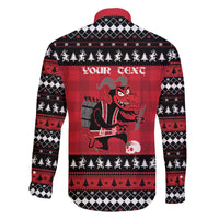 Merry Krampusnacht Personalized Family Matching Off The Shoulder Long Sleeve Dress and Hawaiian Shirt Austrian Bavaria Alpine Christmas Demons - Wonder Print Shop