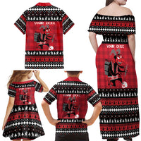 Merry Krampusnacht Personalized Family Matching Off Shoulder Maxi Dress and Hawaiian Shirt Austrian Bavaria Alpine Christmas Demons - Wonder Print Shop