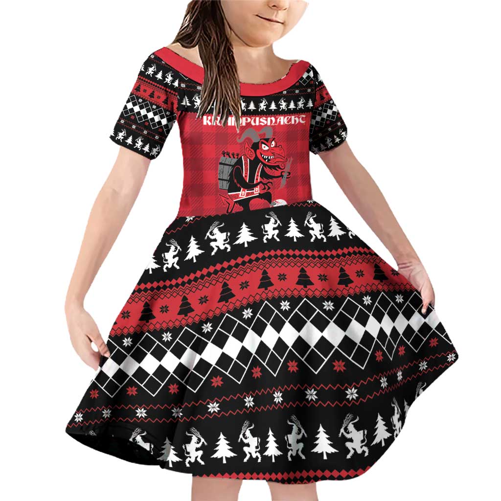 Merry Krampusnacht Personalized Family Matching Off Shoulder Short Dress and Hawaiian Shirt Austrian Bavaria Alpine Christmas Demons - Wonder Print Shop