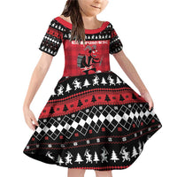Merry Krampusnacht Personalized Family Matching Off Shoulder Short Dress and Hawaiian Shirt Austrian Bavaria Alpine Christmas Demons - Wonder Print Shop