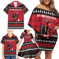 Merry Krampusnacht Personalized Family Matching Off Shoulder Short Dress and Hawaiian Shirt Austrian Bavaria Alpine Christmas Demons - Wonder Print Shop