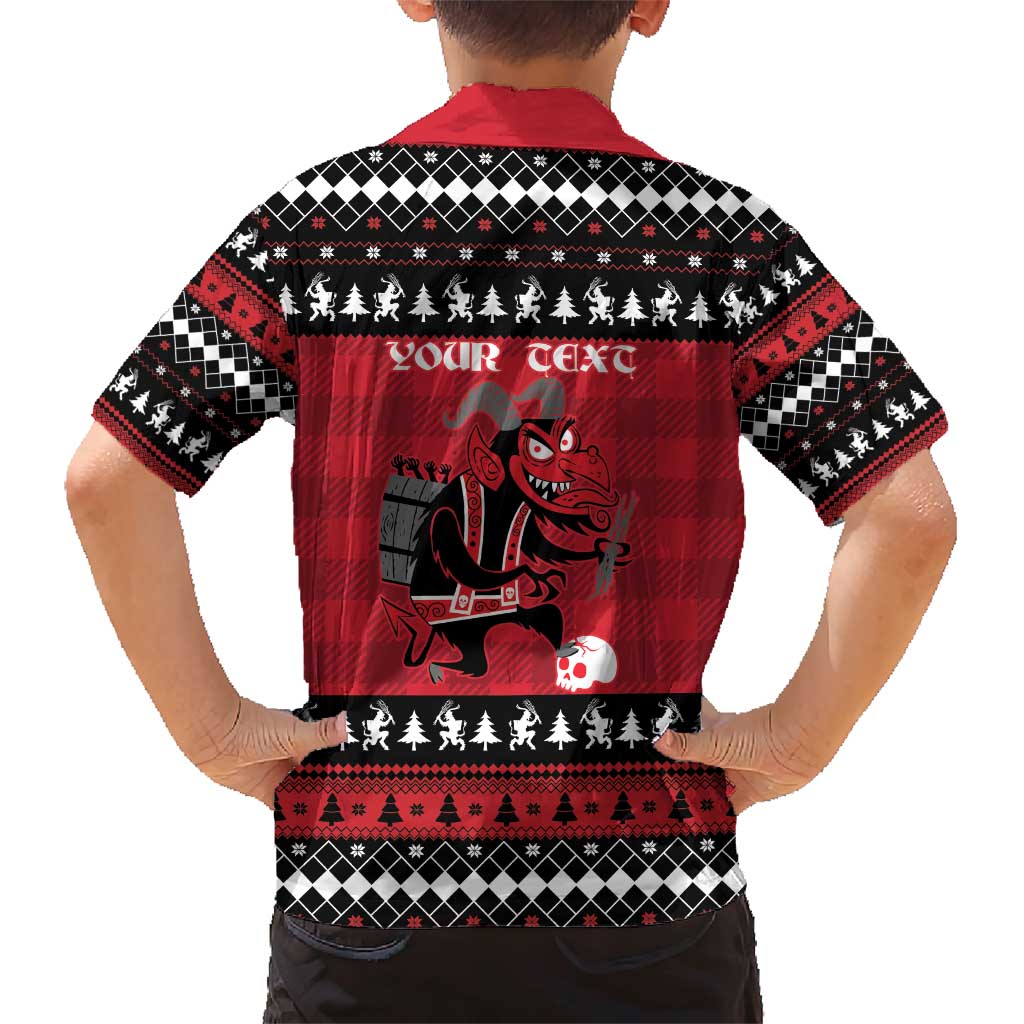 Merry Krampusnacht Personalized Family Matching Short Sleeve Bodycon Dress and Hawaiian Shirt Austrian Bavaria Alpine Christmas Demons - Wonder Print Shop