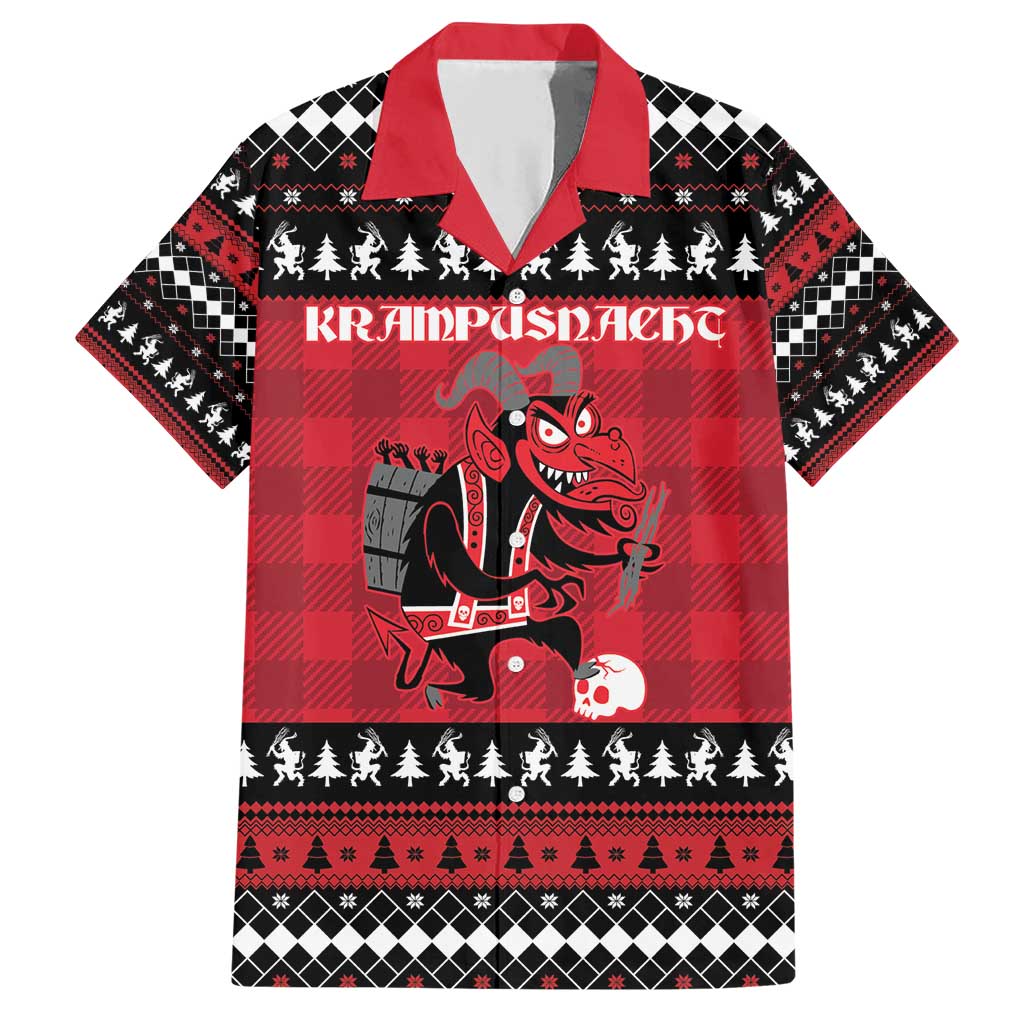 Merry Krampusnacht Personalized Family Matching Short Sleeve Bodycon Dress and Hawaiian Shirt Austrian Bavaria Alpine Christmas Demons - Wonder Print Shop