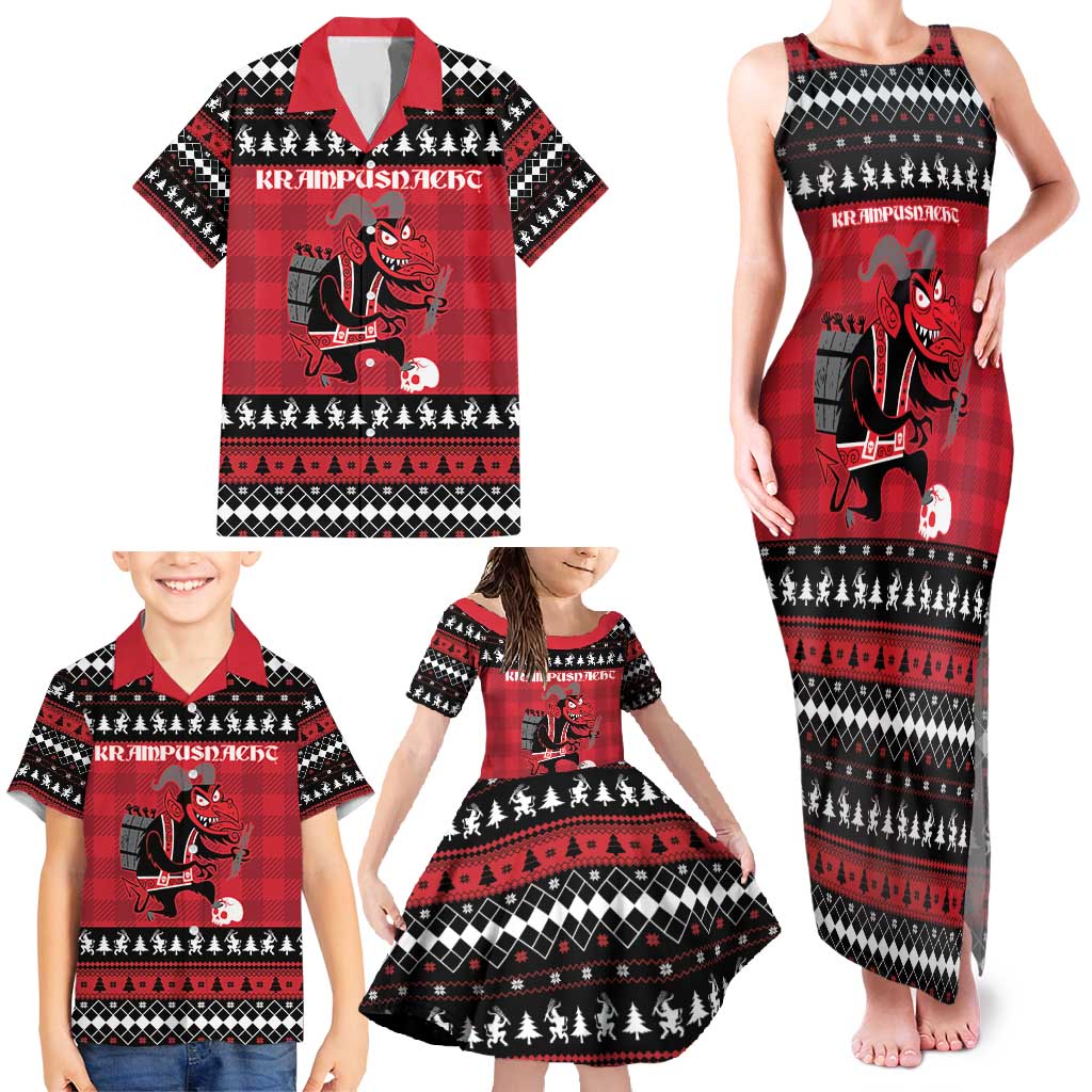 Merry Krampusnacht Personalized Family Matching Tank Maxi Dress and Hawaiian Shirt Austrian Bavaria Alpine Christmas Demons - Wonder Print Shop