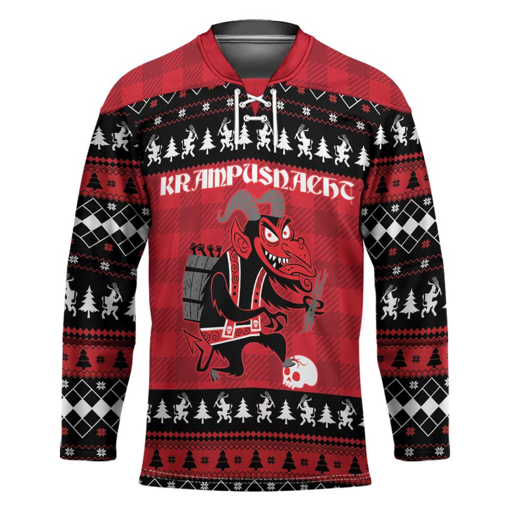 Merry Krampusnacht Personalized Hockey Jersey Austrian Bavaria Alpine Christmas Demons - Wonder Print Shop