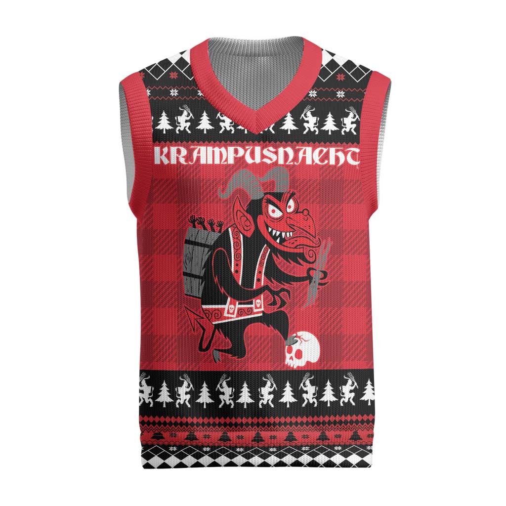 Merry Krampusnacht Personalized Christmas Knitted V-Neck Vest Austrian Bavaria Alpine Christmas Demons - Wonder Print Shop
