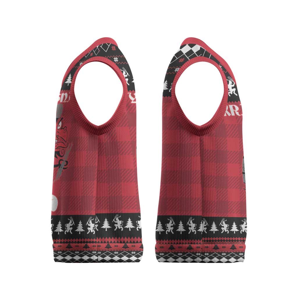 Merry Krampusnacht Personalized Christmas Knitted V-Neck Vest Austrian Bavaria Alpine Christmas Demons - Wonder Print Shop