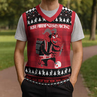 Merry Krampusnacht Personalized Christmas Knitted V-Neck Vest Austrian Bavaria Alpine Christmas Demons - Wonder Print Shop