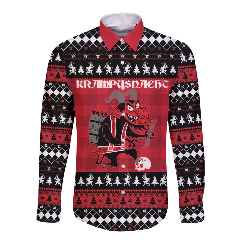 Merry Krampusnacht Personalized Long Sleeve Button Shirt Austrian Bavaria Alpine Christmas Demons - Wonder Print Shop
