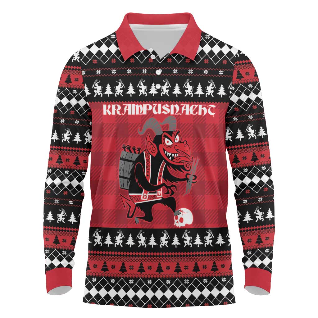 Merry Krampusnacht Personalized Long Sleeve Polo Shirt Austrian Bavaria Alpine Christmas Demons - Wonder Print Shop