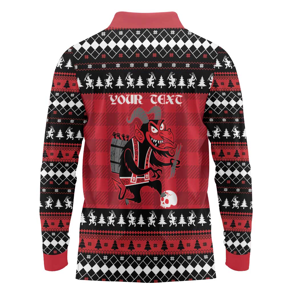 Merry Krampusnacht Personalized Long Sleeve Polo Shirt Austrian Bavaria Alpine Christmas Demons - Wonder Print Shop
