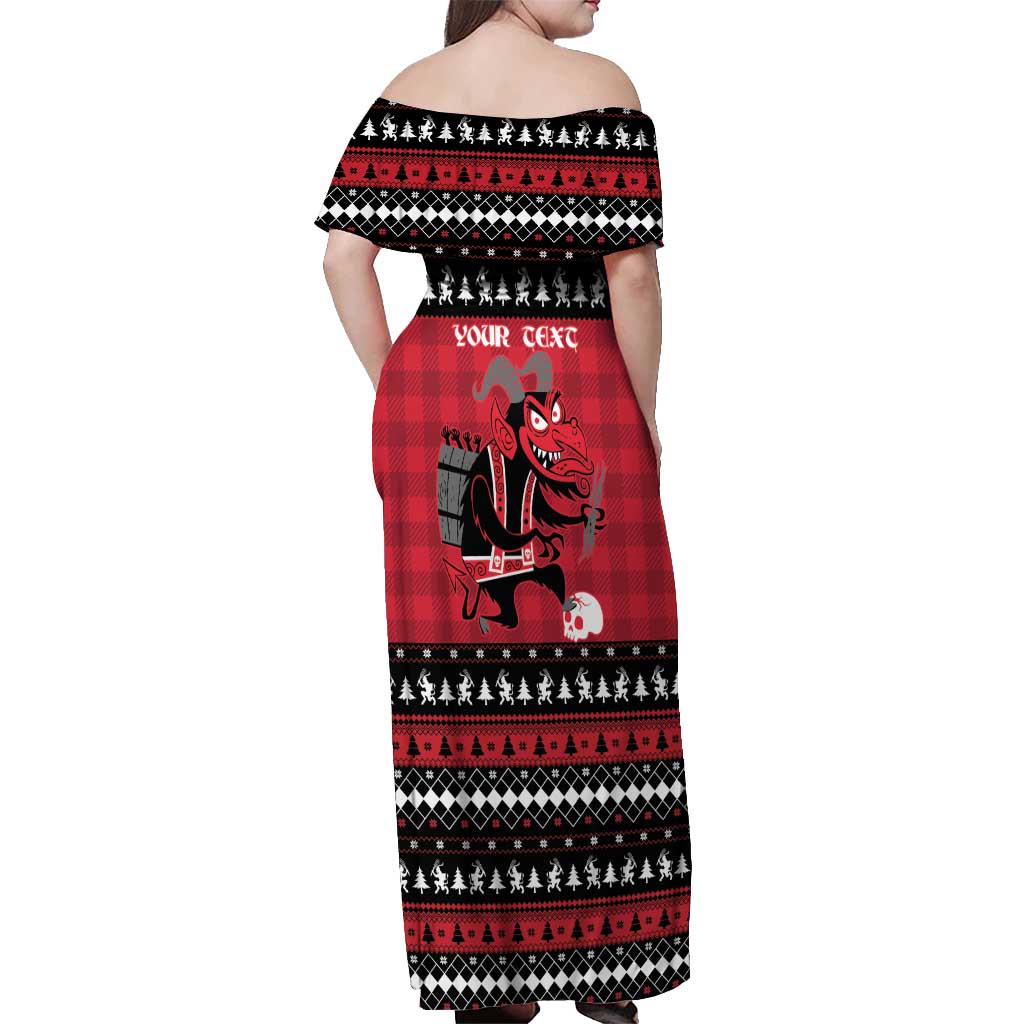 Merry Krampusnacht Personalized Off Shoulder Maxi Dress Austrian Bavaria Alpine Christmas Demons - Wonder Print Shop